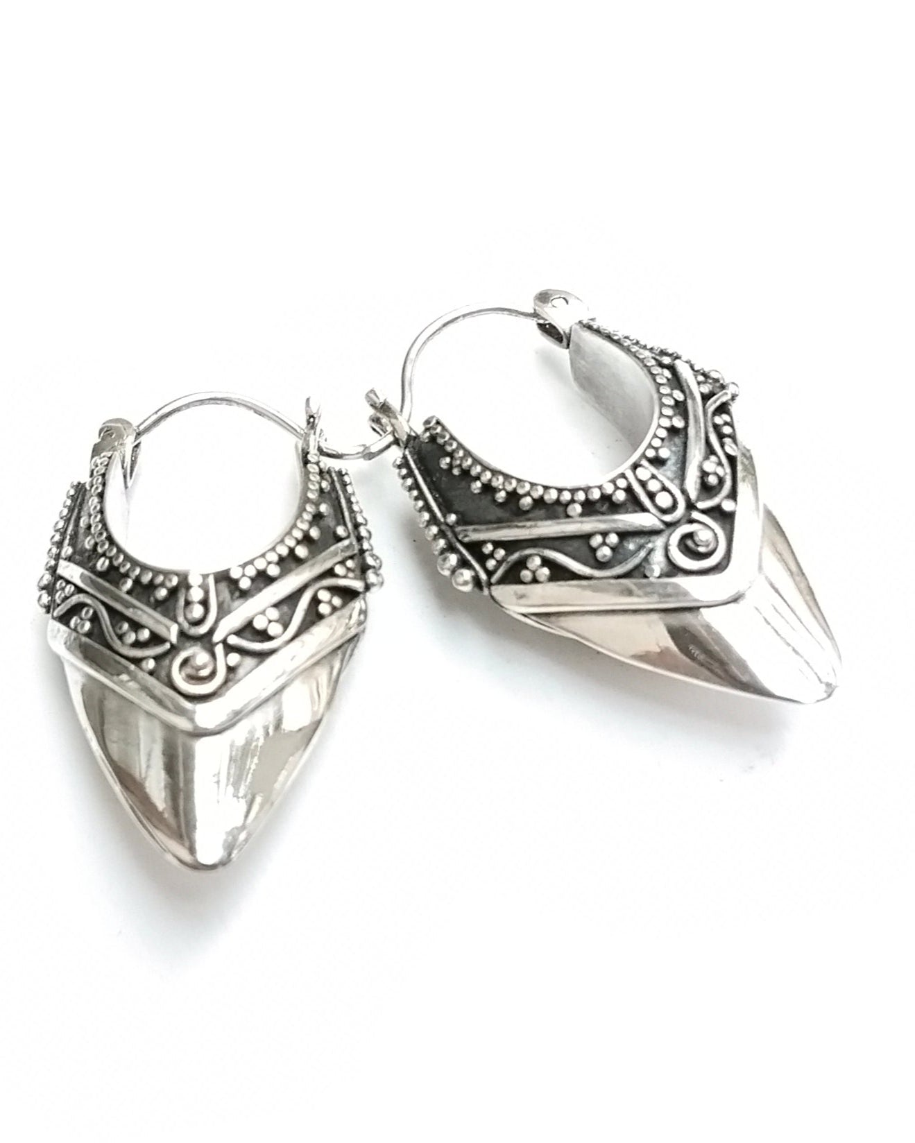 Balinese Sterling Silver hoop earrings /Traditional style