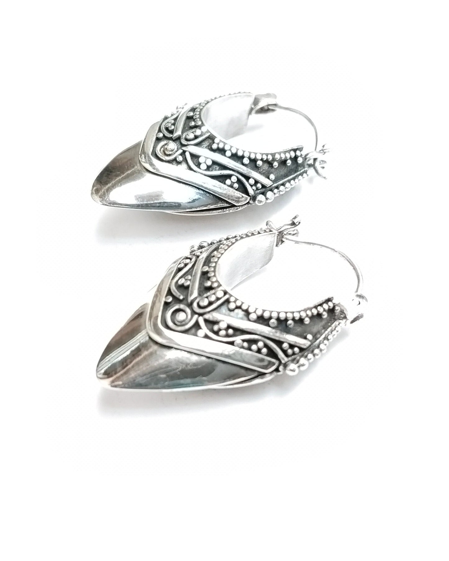 Balinese Sterling Silver hoop earrings /Traditional style