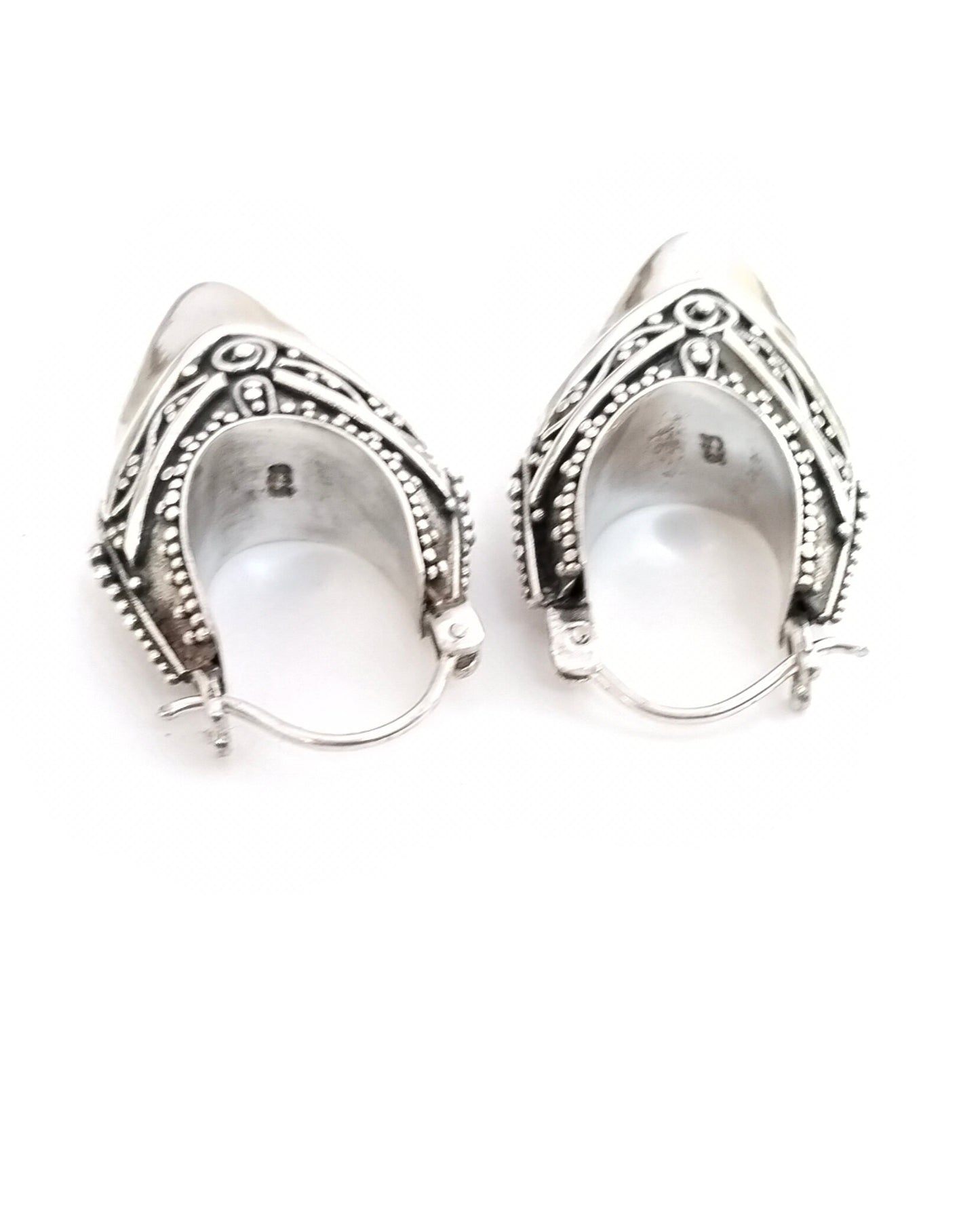 Balinese Sterling Silver hoop earrings /Traditional style