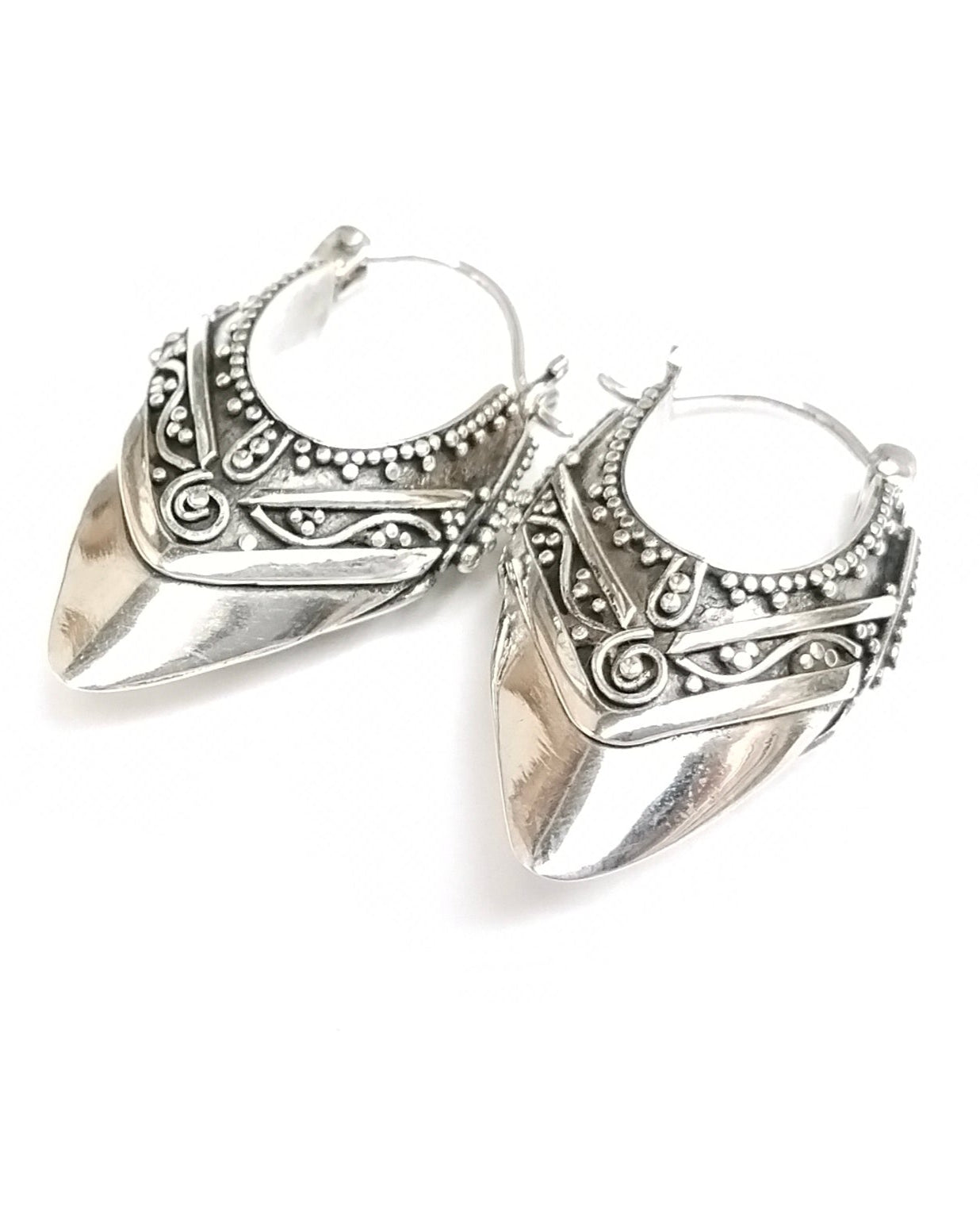 Balinese Sterling Silver hoop earrings /Traditional style