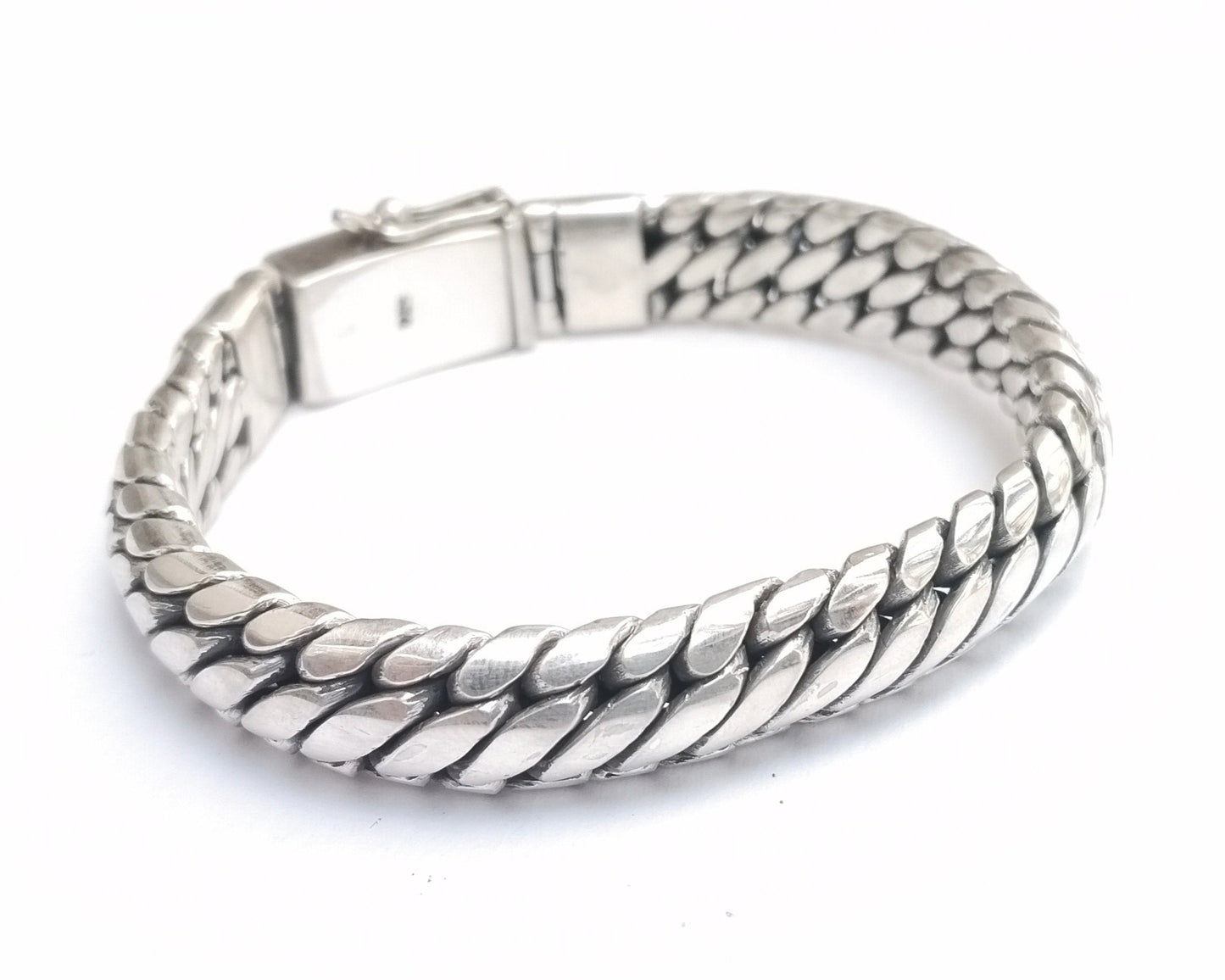 Elegant 10 mm thick solid sterling Silver bracelet, Bali Handmade silver jewelry, size on request, perfect Gift for men and women