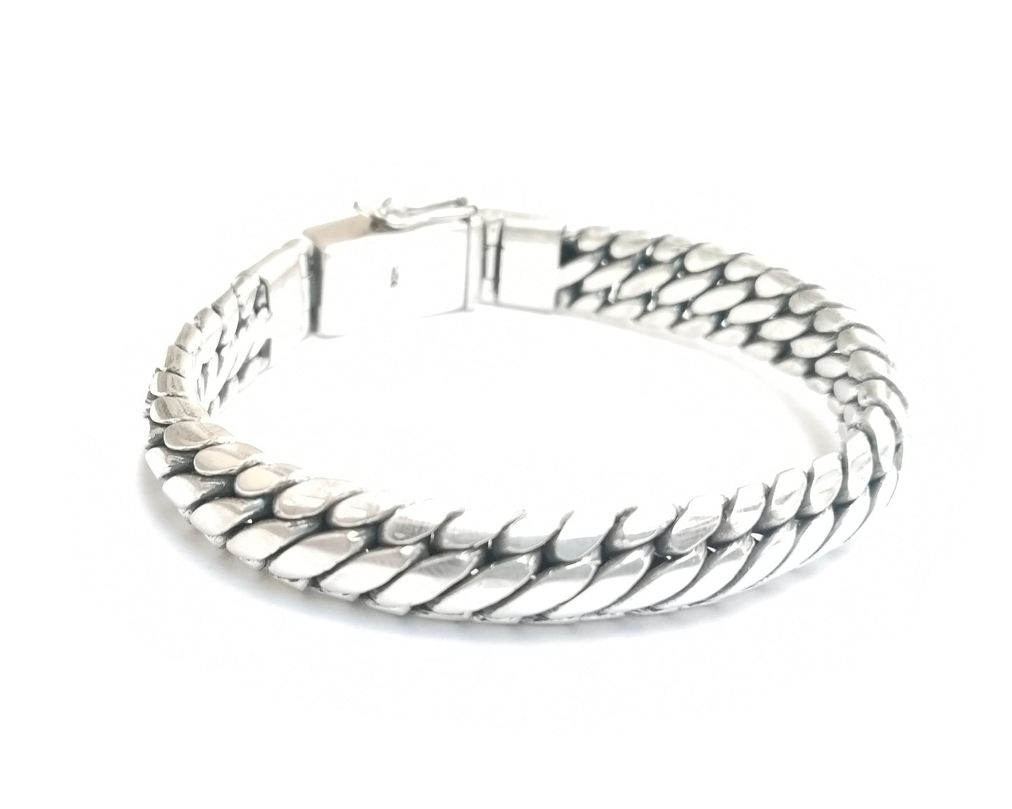 Elegant 10 mm thick solid sterling Silver bracelet, Bali Handmade silver jewelry, size on request, perfect Gift for men and women