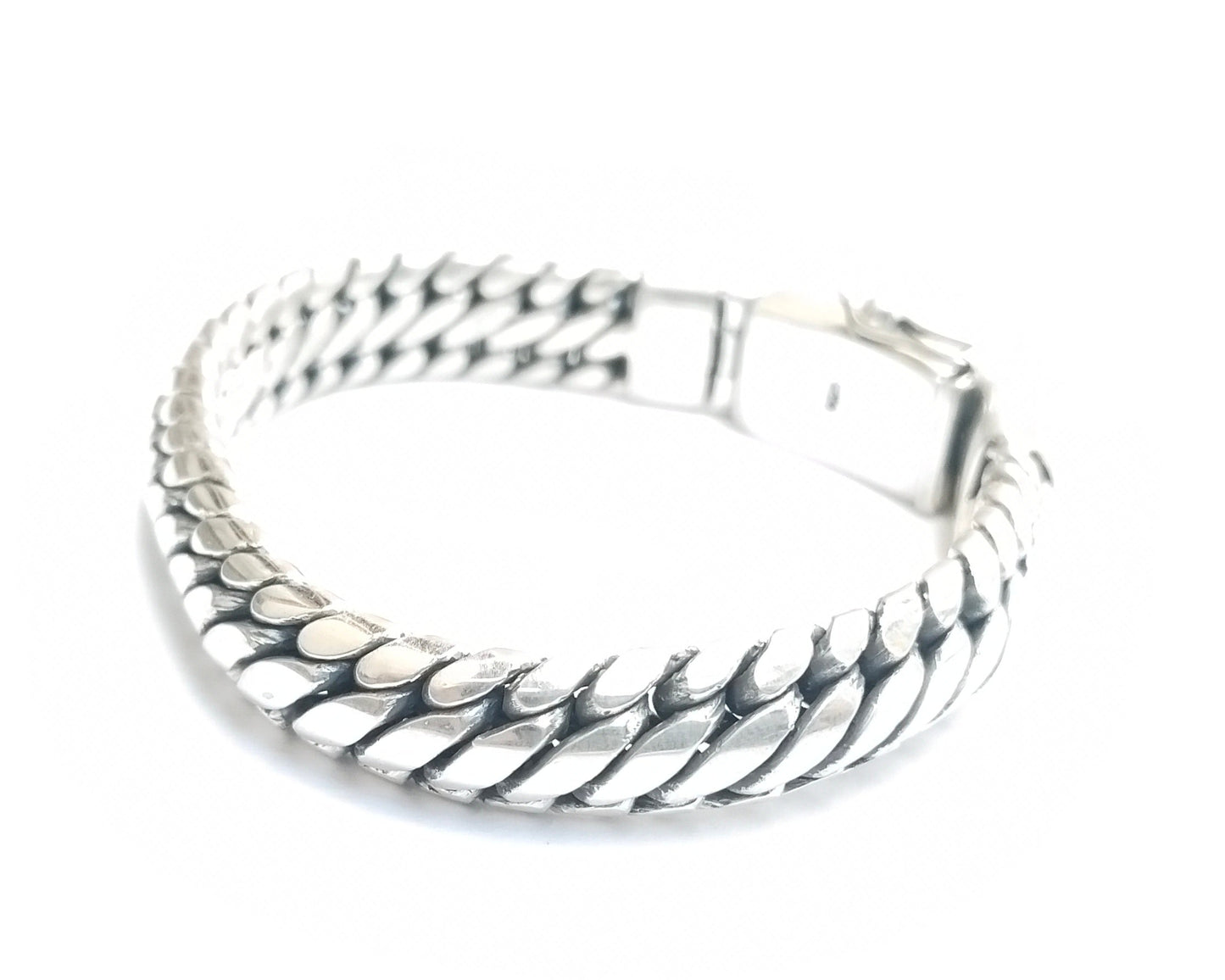 Elegant 10 mm thick solid sterling Silver bracelet, Bali Handmade silver jewelry, size on request, perfect Gift for men and women