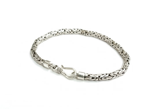 Handmade Borobudur solid silver Bracelet - 4 mm width